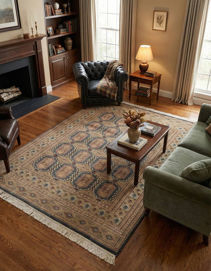 Detail image of  4' 2 x 6' 2  Hand Knotted Bokhara Rug