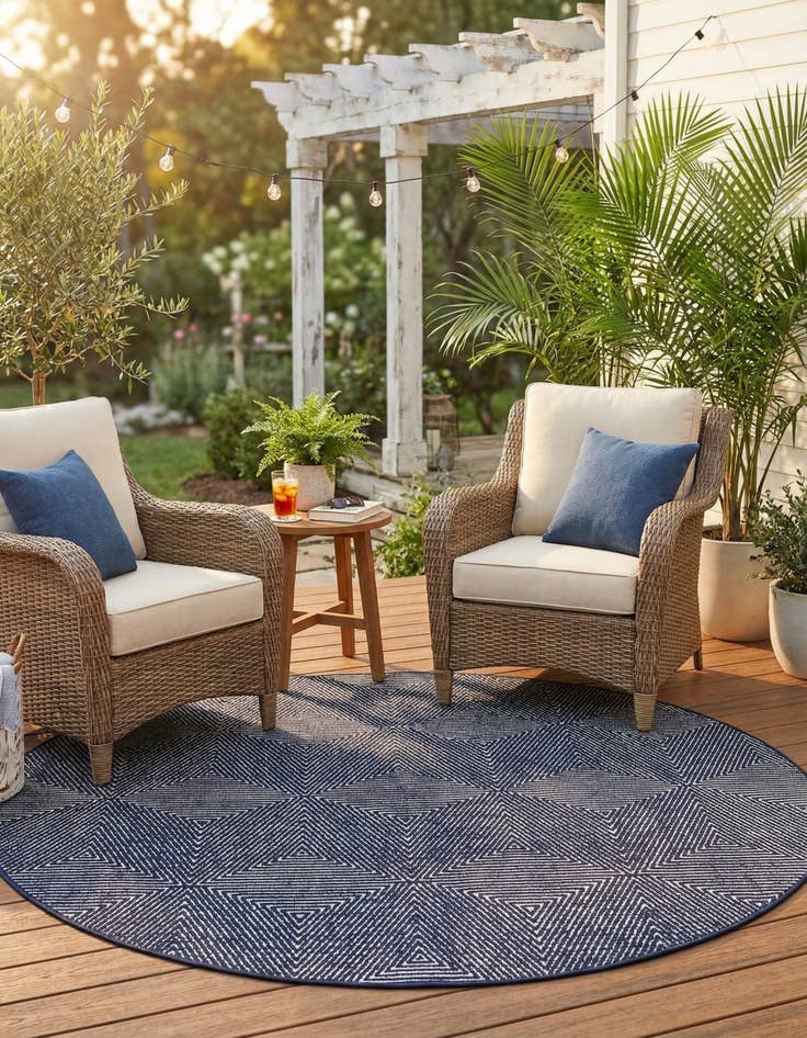 Detail image of 7' 10 x 7' 10 Easy-Clean Sabrina Soto Indoor / Outdoor Round Rug