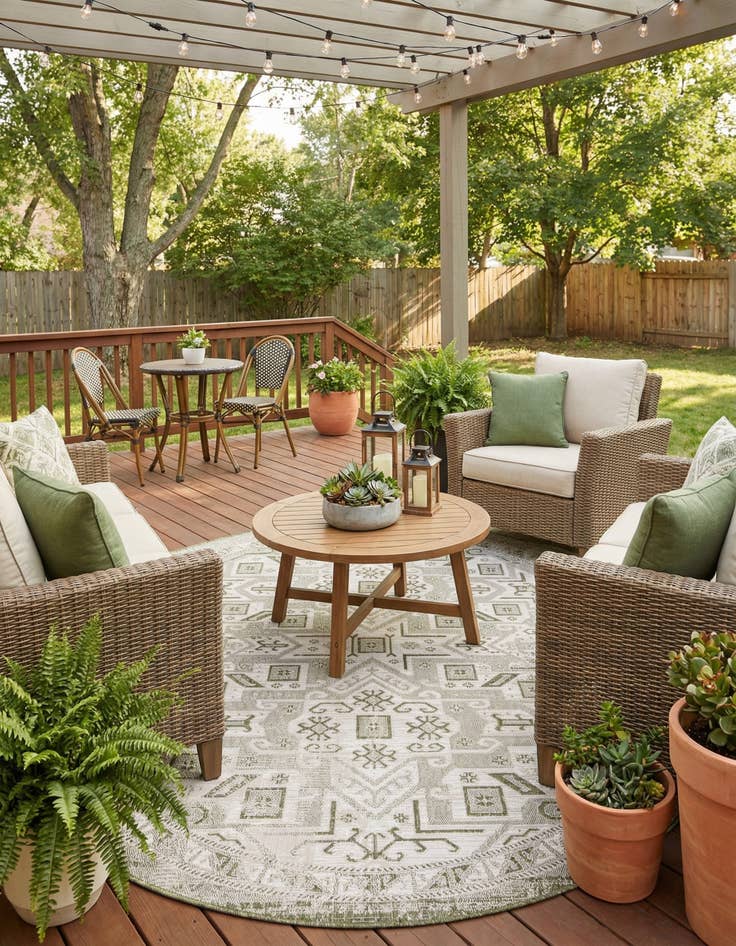 Detail image of  7' 10 x 10'  Washable Aztec Indoor / Outdoor Oval Rug