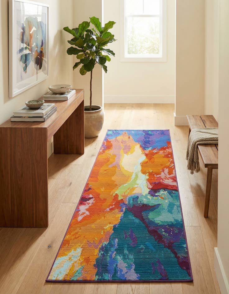 Detail image of 2' 7 x 7' Easy-Clean Modern Indoor / Outdoor Runner Rug