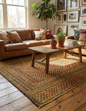 3' 10 x 6' 2 Hand Woven Kilim Afghan Wool Rug