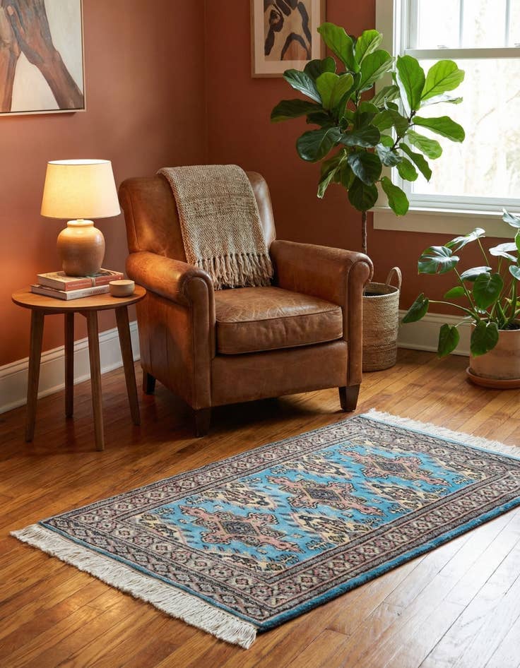 Detail image of  2' 1 x 3' 2  Hand Knotted Bokhara Oriental Rug