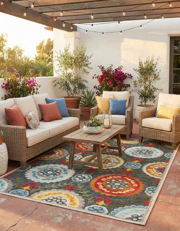 Gray Easy-Clean Casablanca Indoor / Outdoor Rug