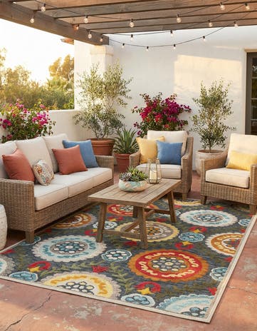 Gray Easy-Clean Casablanca Indoor / Outdoor Rug