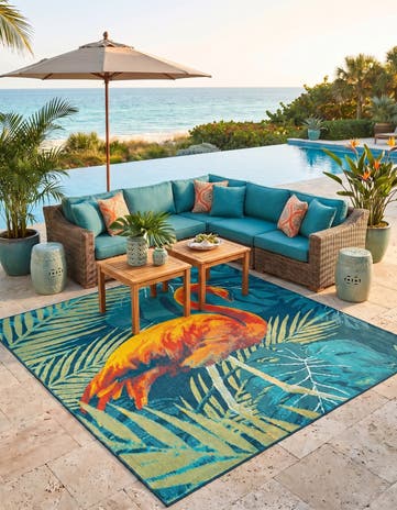 10' x 10' Easy-Clean Coastal Indoor / Outdoor Square Rug
