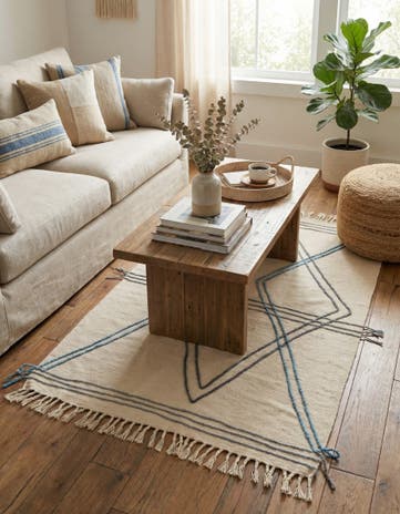 3' 5 x 5' Hand Knotted Moroccan Wool Rug