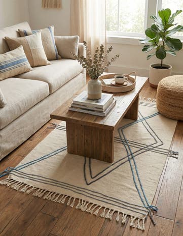 3' 5 x 5' Hand Knotted Moroccan Wool Rug