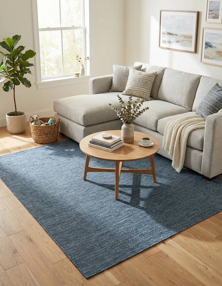 Detail image of 7' 10 x 7' 10  Washable Solid Indoor / Outdoor Square Rug