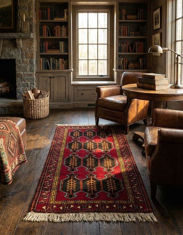 3' 7 x 6' 7 Hand Knotted Shiraz Wool Rug