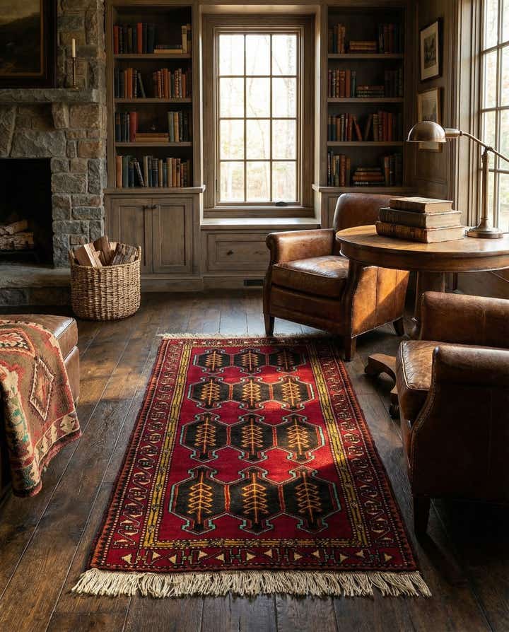 3' 7 x 6' 7 Hand Knotted Shiraz Wool Rug