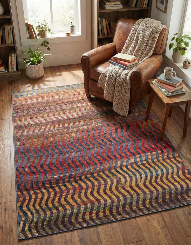 Detail image of 4' x 6'  Washable Modern Indoor / Outdoor Rug