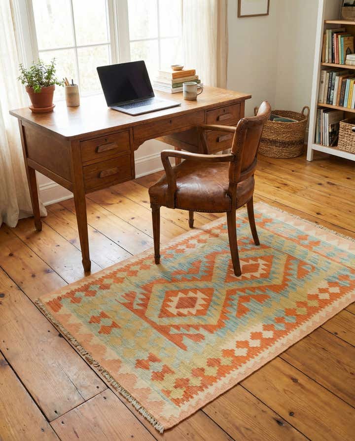 2' 8 x 4' 2 Hand Woven Kilim Waziri Wool Rug