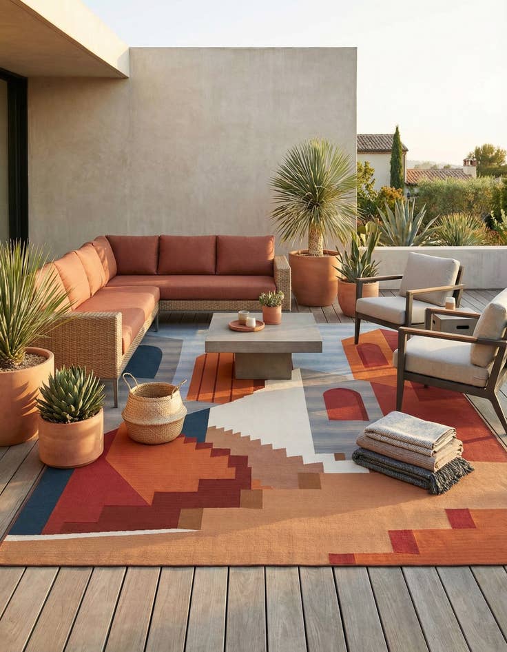 Detail image of 9' x 12'  Washable Modern Indoor / Outdoor Rug