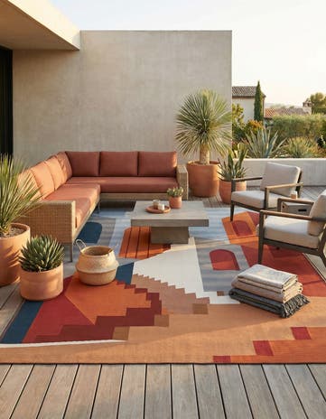 9' x 12' Easy-Clean Modern Indoor / Outdoor Rug
