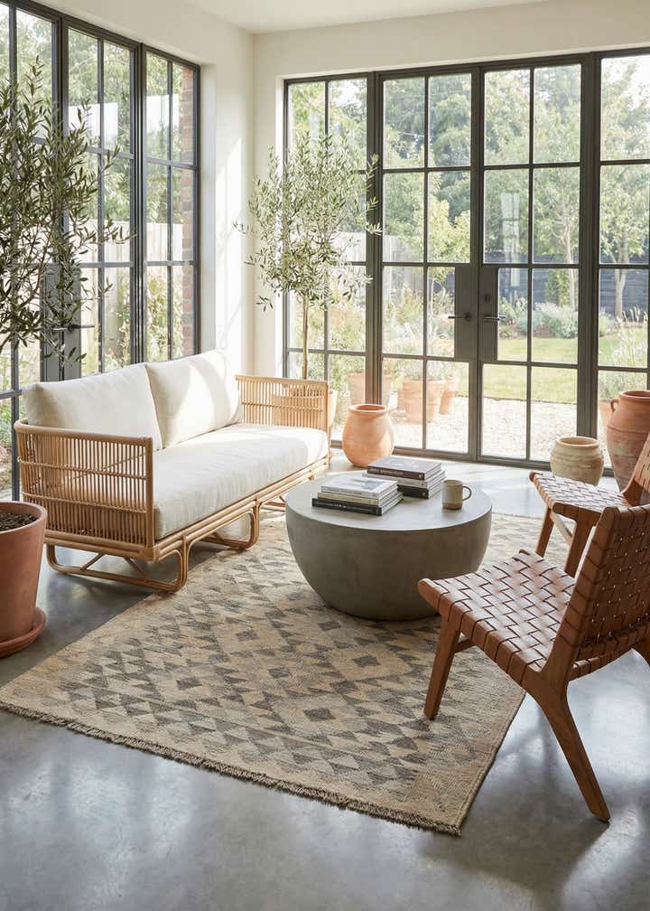 3' 10 x 6' Hand Woven Kilim Maymana Wool Rug