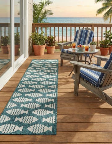 2' x 8' Easy-Clean Coastal Indoor / Outdoor Runner Rug