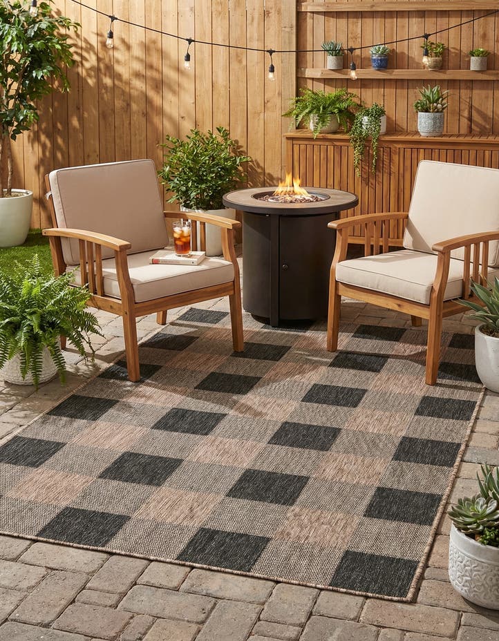 5' 3 x 8' Easy-Clean Checkered Indoor / Outd...