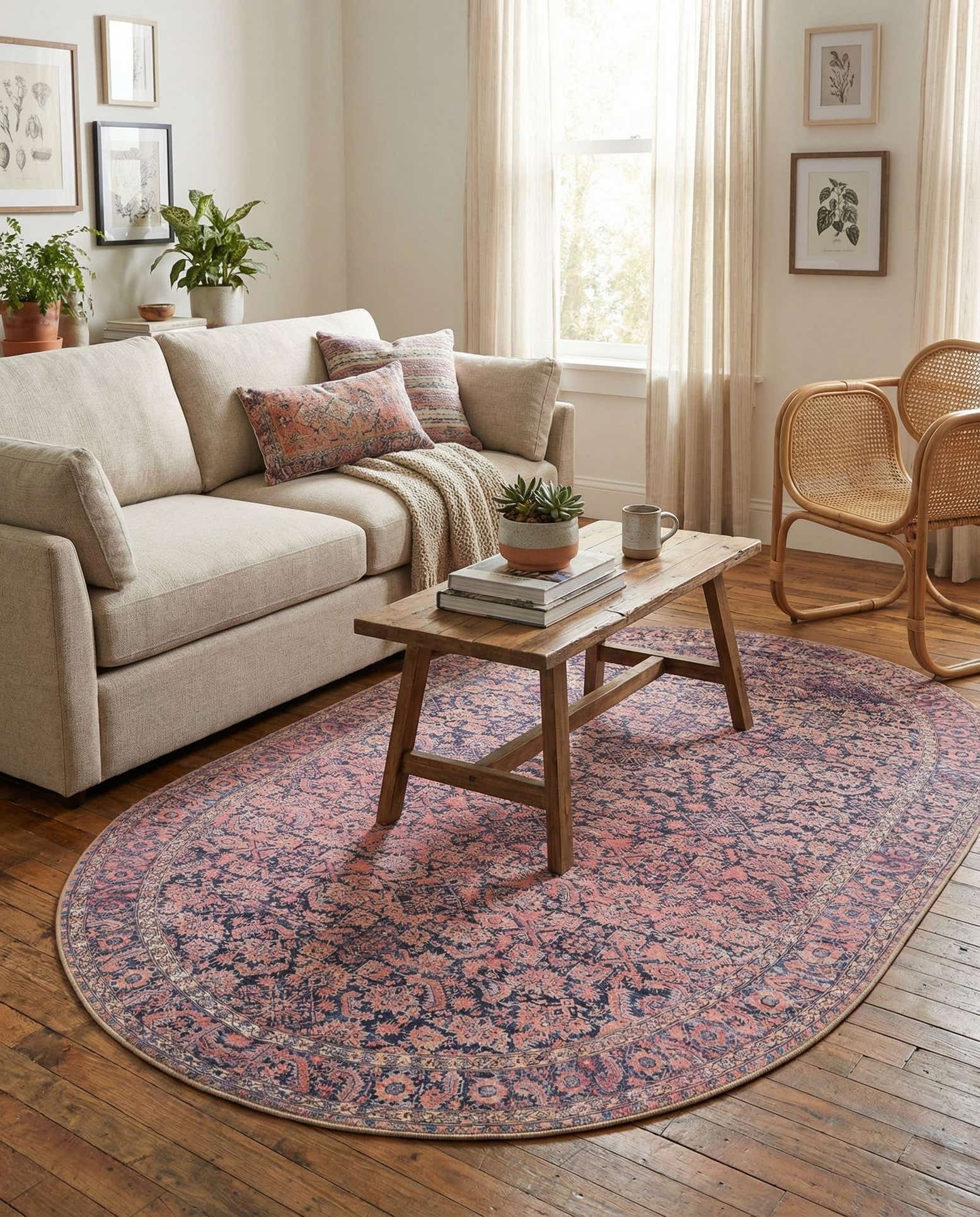 5' x 8' Washable Timeless Oval Rug