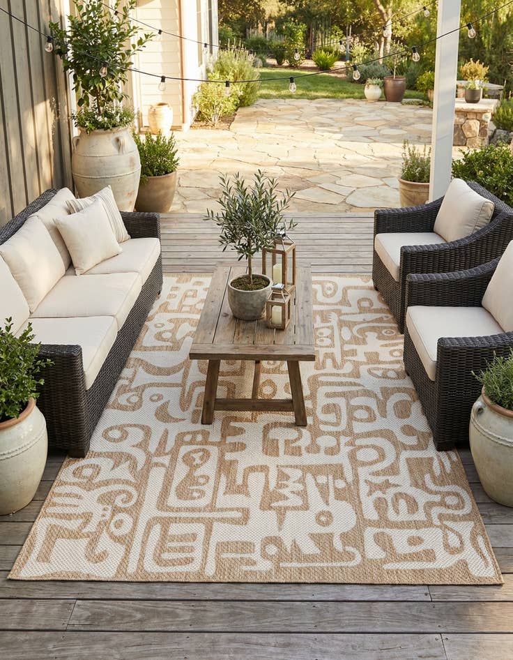 Detail image of 5' 3 x 8'  Washable Modern Indoor / Outdoor Rug