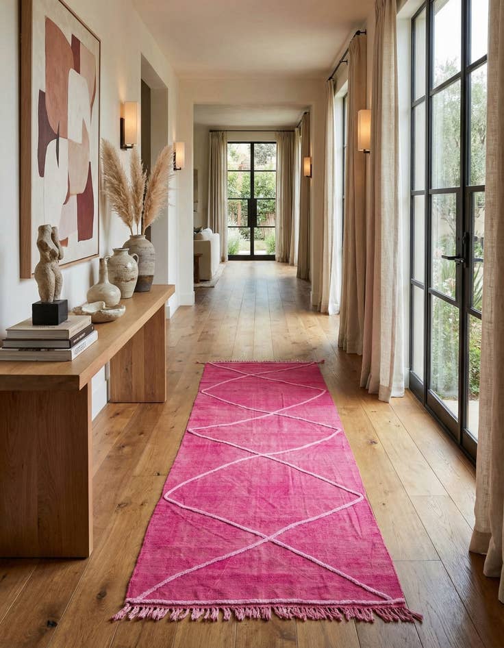 Detail image of 3' 5 x 10'  Hand Woven Kilim Modern Wool Runner Rug