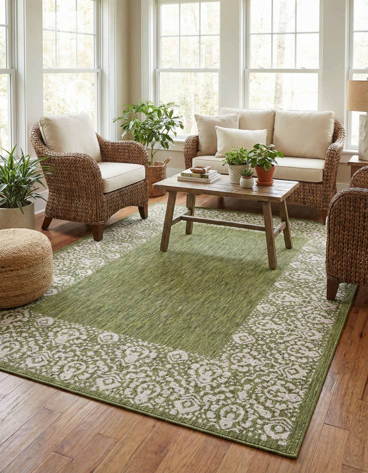 Detail image of 7' x 10'  Washable Border Indoor / Outdoor Rug