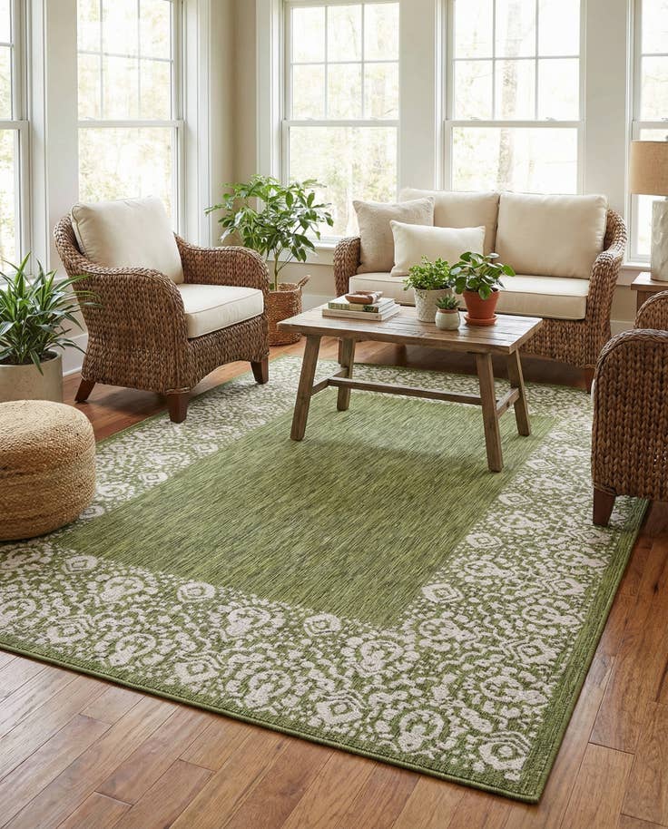 Detail image of 7' x 10' Easy-Clean Border Indoor / Outdoor Rug