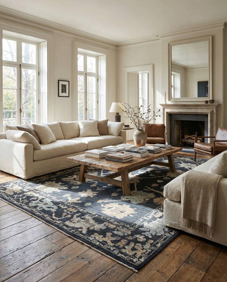 Detail image of 9' 2 x 12' 4 Hand Knotted Oushak Wool Rug