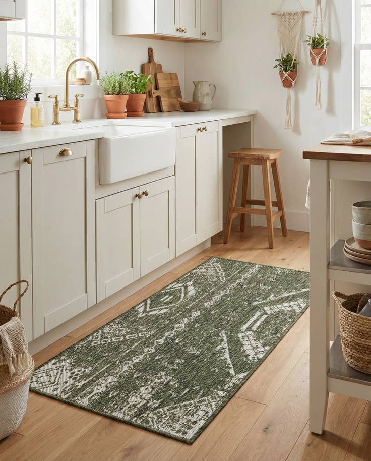 Detail image of 2' x 4' Easy-Clean Bohemian Indoor / Outdoor Runner Rug
