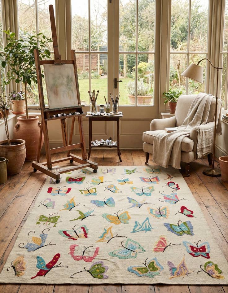 Detail image of 5' x 6' 3  Hand Woven Kilim Suzani Wool Rug