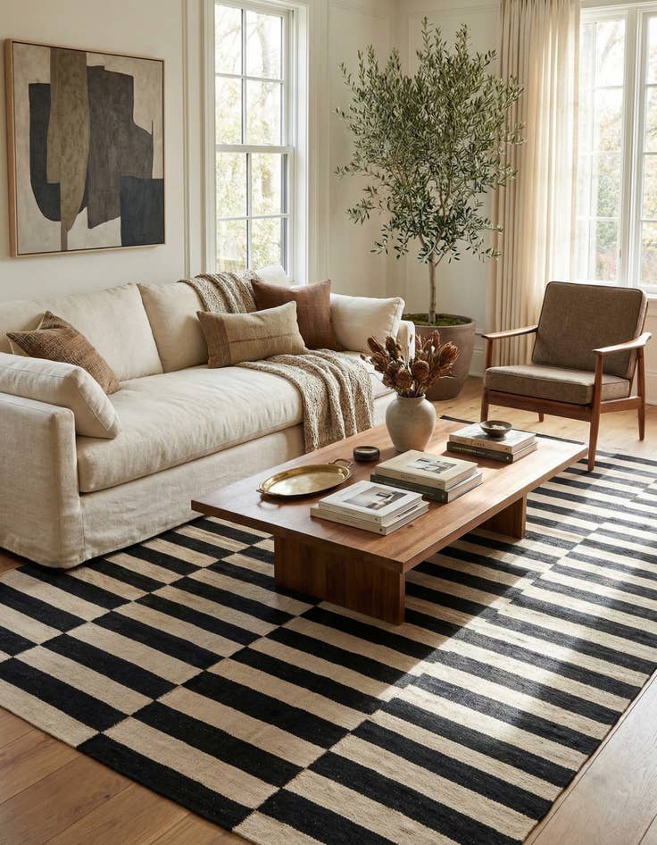 Detail image of 5' 8 x 7' 9  Hand Woven Kilim Modern Wool Rug