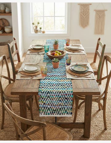 1' 2 x 5' 1 Hand Woven Chindi Chevron Table Runner Rug