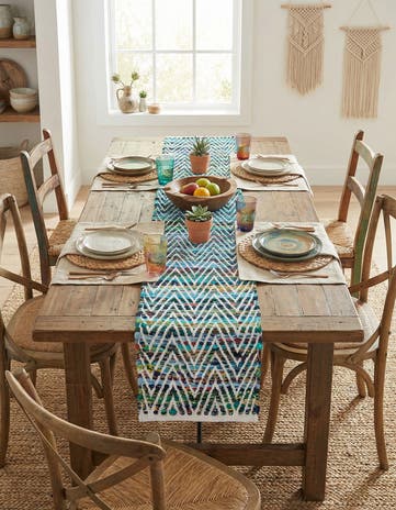 1' 2 x 5' 1 Hand Woven Chindi Chevron Table Runner Rug