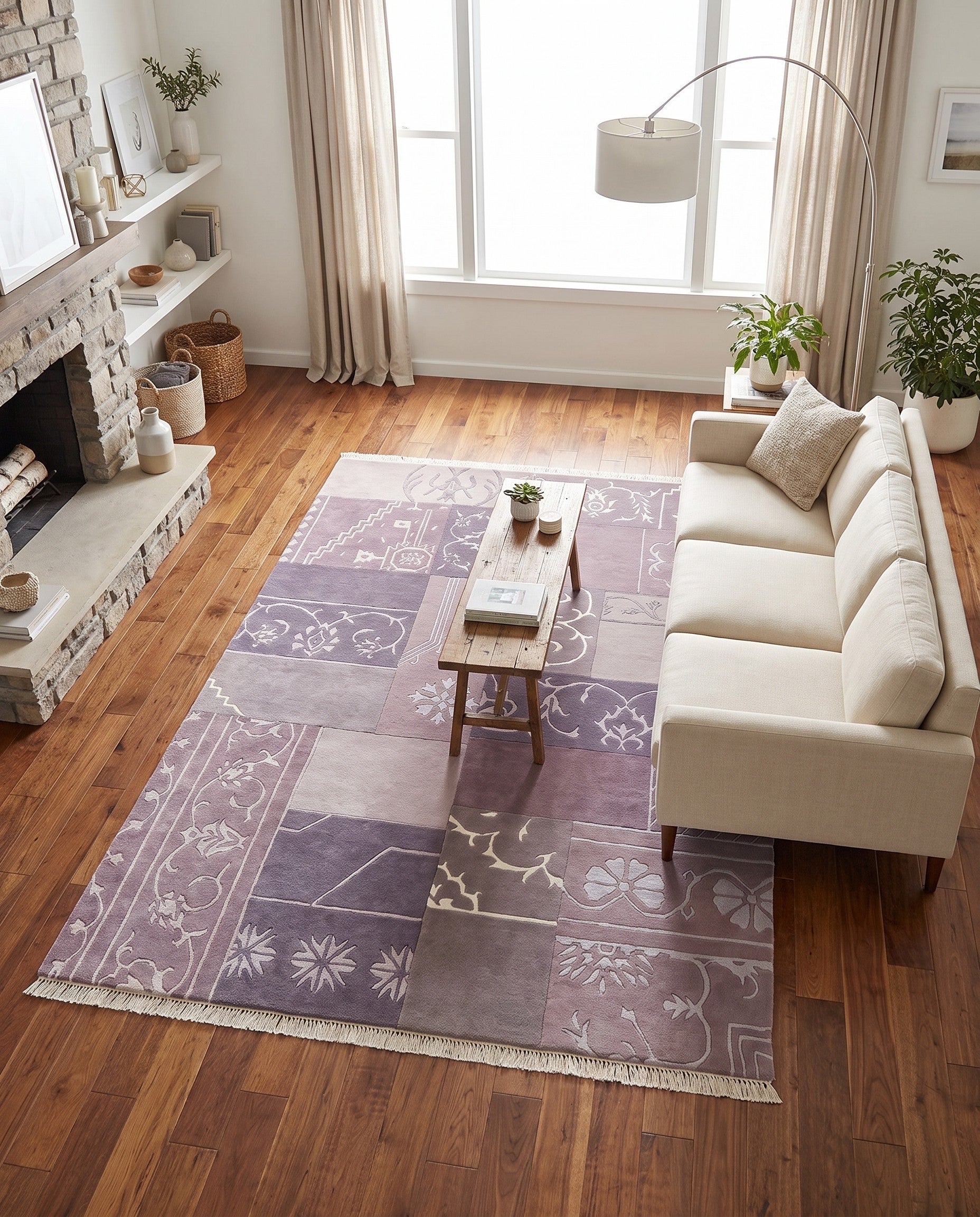 4' 7 x 6' 9 Hand Knotted Darya Wool Rug