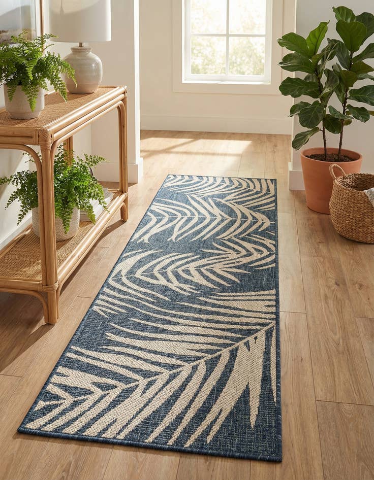 Detail image of 2' x 6' Easy-Clean Botanical Indoor / Outdoor Runner Rug