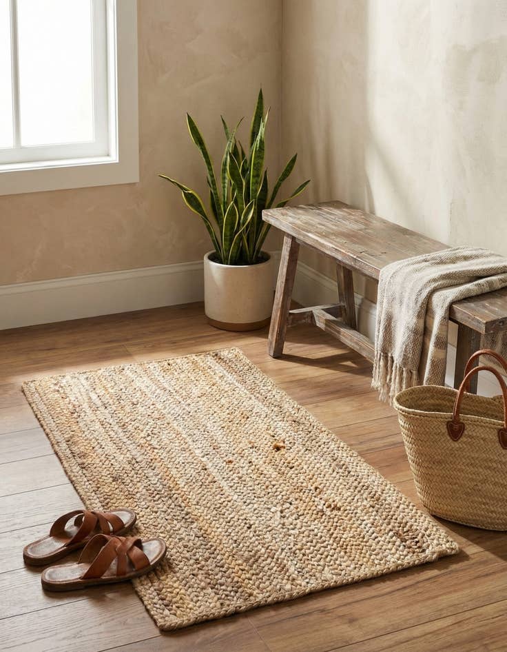 Detail image of  2' x 3' 1  Hand Braided Jute Rug