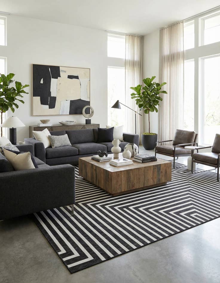 Detail image of  13' x 13'  Washable Modern Indoor / Outdoor Square Rug