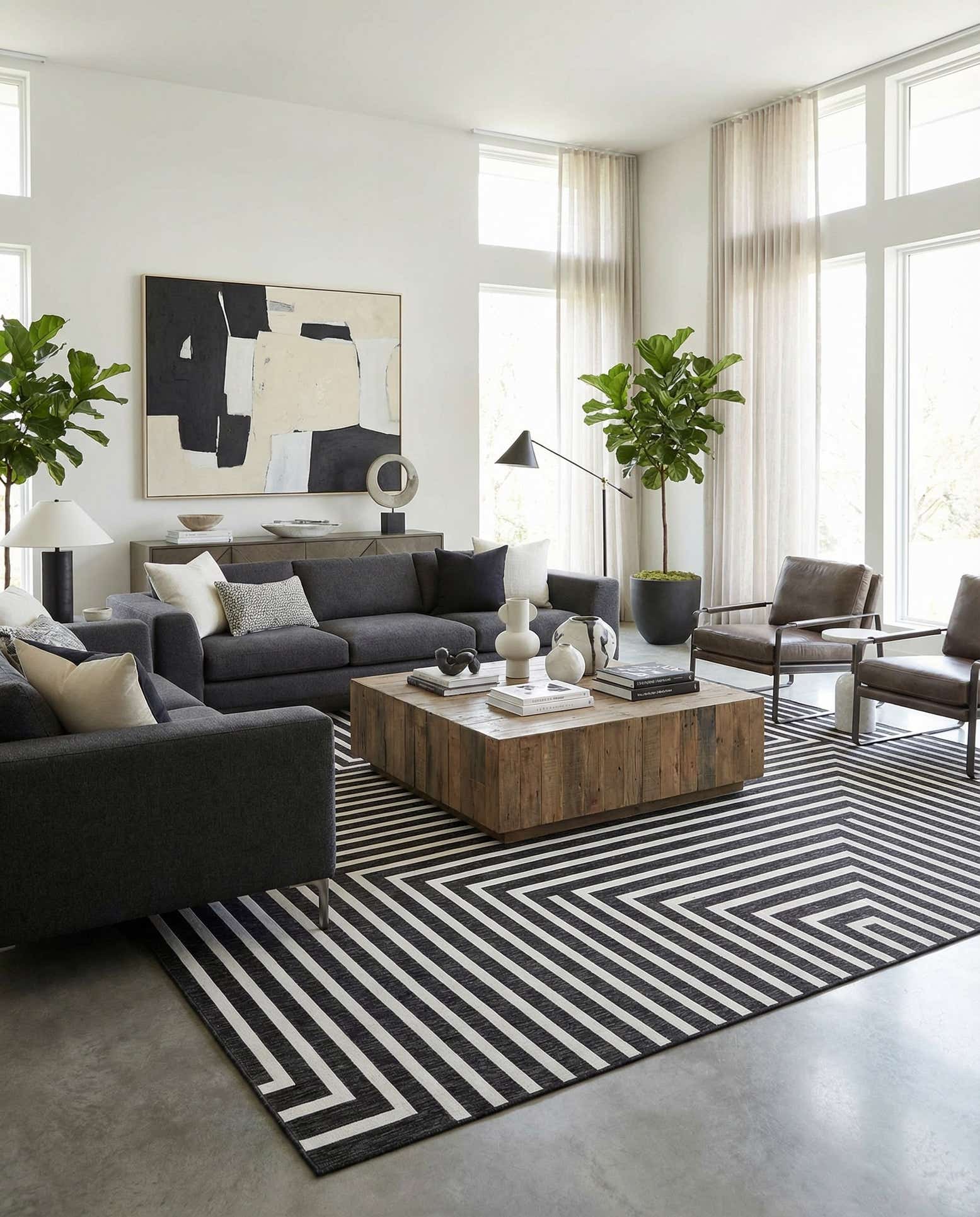 13' x 13' Easy-Clean Modern Indoor / Outdoor Square Rug