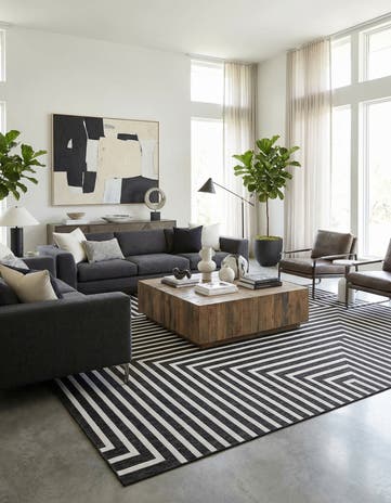 13' x 13' Easy-Clean Modern Indoor / Outdoor Square Rug