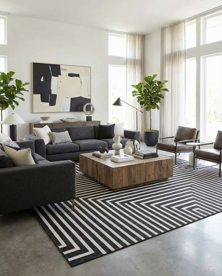 13' x 13' Easy-Clean Modern Indoor / Outdoor Square Rug