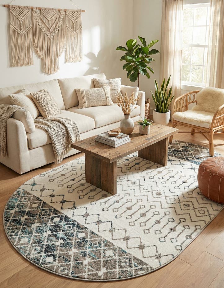 5' 3 x 8' Moroccan Trellis Oval Rug