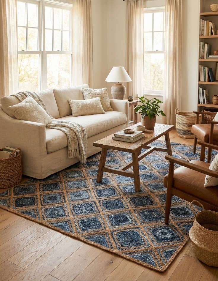 Detail image of  6' 1 x 9'  Hand Braided Jute Rug