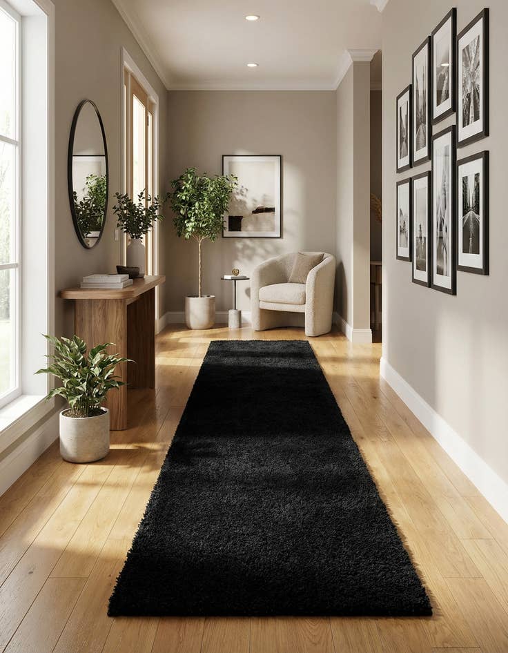 Detail image of 2' 7 x 19' 8 Solid Shag Runner Rug