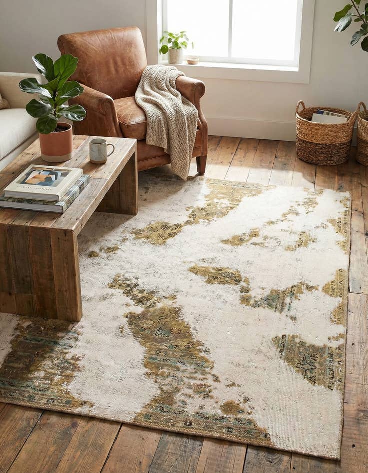 Detail image of 5' 5 x 6' 4  Hand Knotted Ultra Vintage Persian Wool Rug