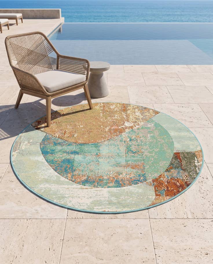 Vue détaillée : 125cm x 125cm Facile à nettoyer Modern Tapis Intérieur / Extérieur Rond