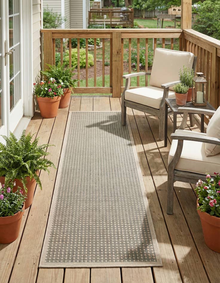 Detail image of 2' 7 x 10' Easy-Clean Border Indoor / Outdoor Runner Rug