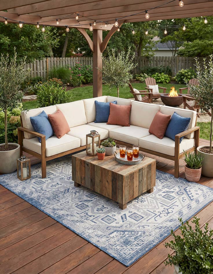 Detail image of  6' x 9'  Washable Aztec Indoor / Outdoor Rug