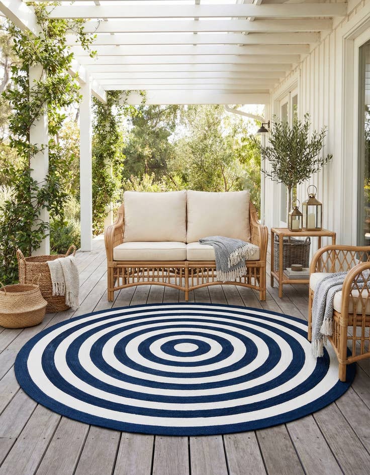 Detail image of  7' 10 x 7' 10  Hand Woven Eco Verse   Washable Indoor / Outdoor Round Rug
