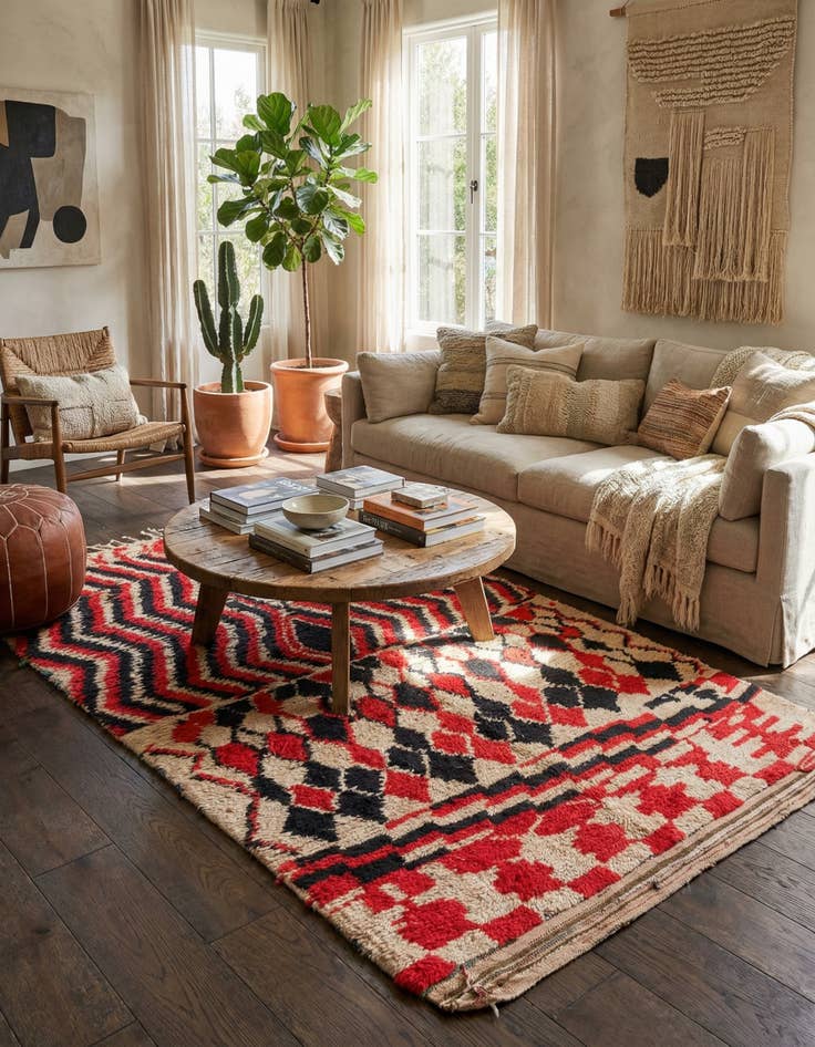 Detail image of 5' 2 x 9' 3  Hand Knotted Moroccan Wool Rug