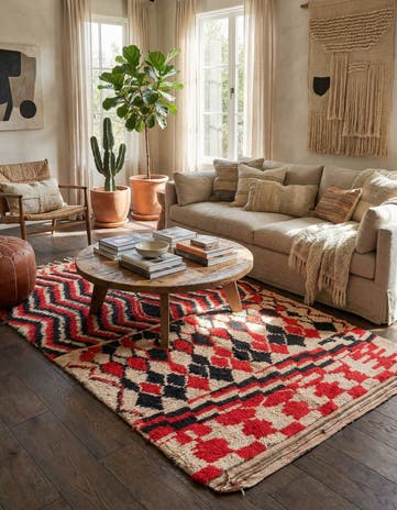 5' 2 x 9' 3 Hand Knotted Moroccan Wool Rug