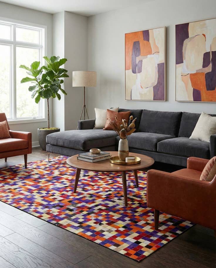 Detail image of 5' 1 x 7' 11 Cowhide - Patchwork Rug